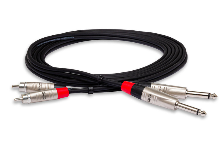 Hosa Pro Stereo Interconnect, Dual REAN 1/4 in TS to RCA, 3 ft