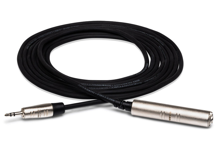 Hosa Pro Headphone Adaptor Cable, REAN 1/4 in TRS to 3.5 mm TRS, 25 ft