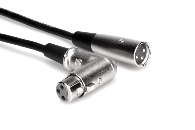 Hosa Balanced Interconnect, Right-angle XLR3F to XLR3M, 10 ft