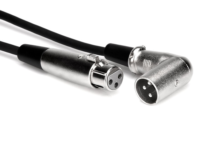 Hosa Balanced Interconnect, XLR3F to Right-angle XLR3M, 1.5 ft