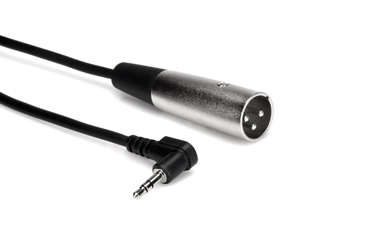 Hosa Camcorder Microphone Cable, Right-angle 3.5 mm TRS to XLR3M, 5 ft