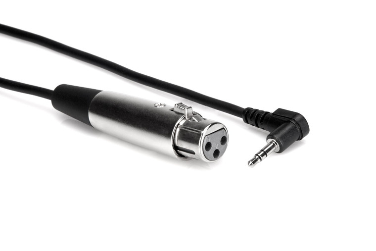 Hosa Camcorder Microphone Cable, XLR3F to Right-angle 3.5 mm TRS, 10 ft