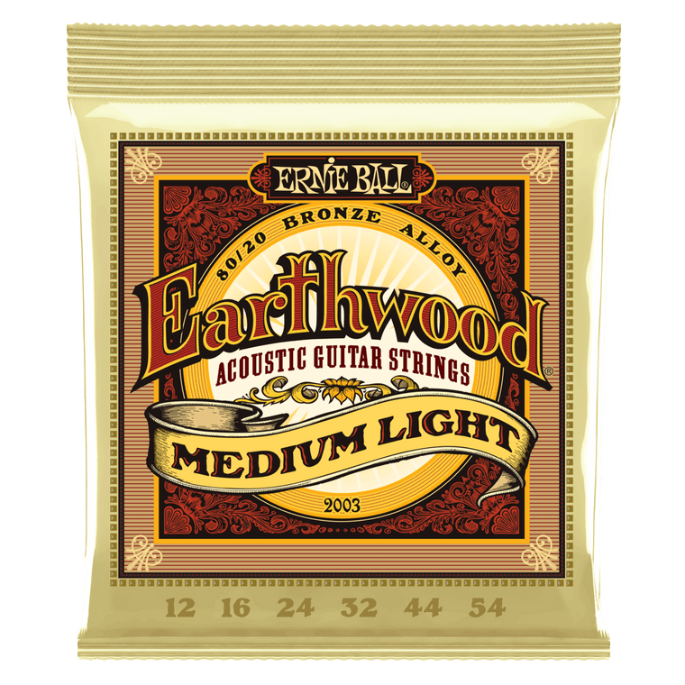 Ernie Ball Earthwood Medium Light 80/20 Bronze Acoustic Guitar String, 12-54 Gauge - Industrie Music