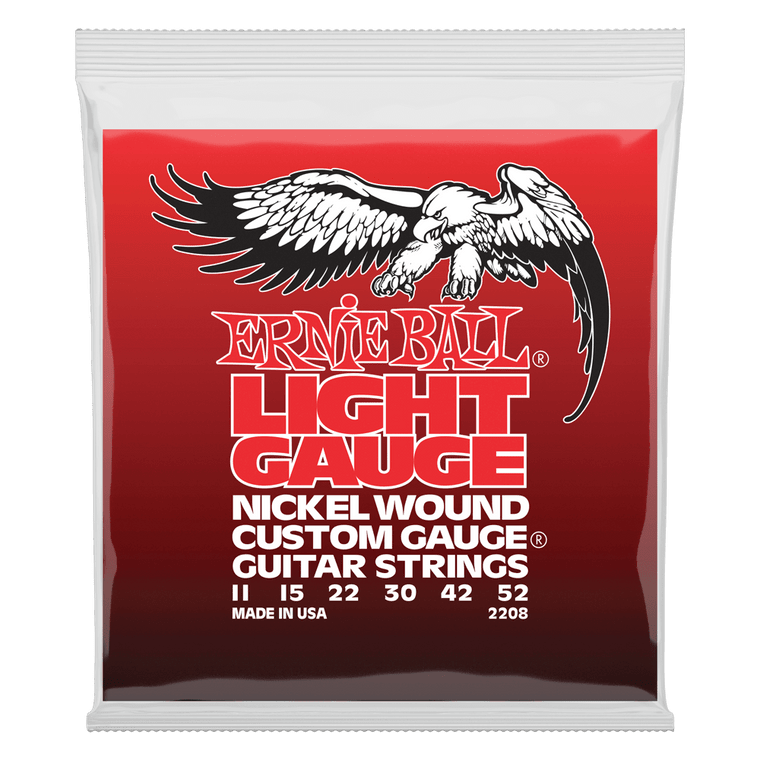 Ernie Ball Light Nickel Wound with Wound G Electric Guitar Strings, 11-52 Gauge - Industrie Music