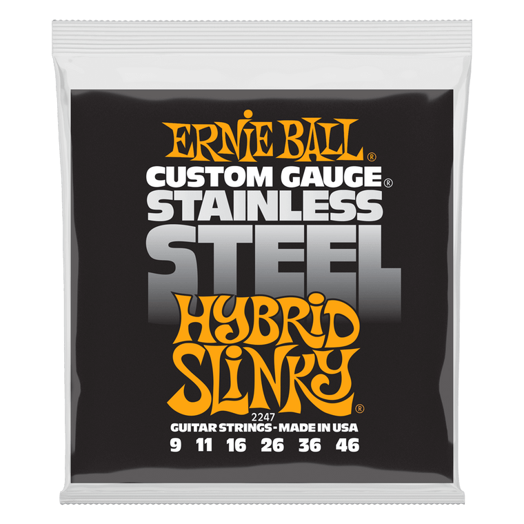 Ernie Ball Hybrid Slinky Stainless Steel Wound Electric Guitar Strings, 9-46 Gauge - Industrie Music