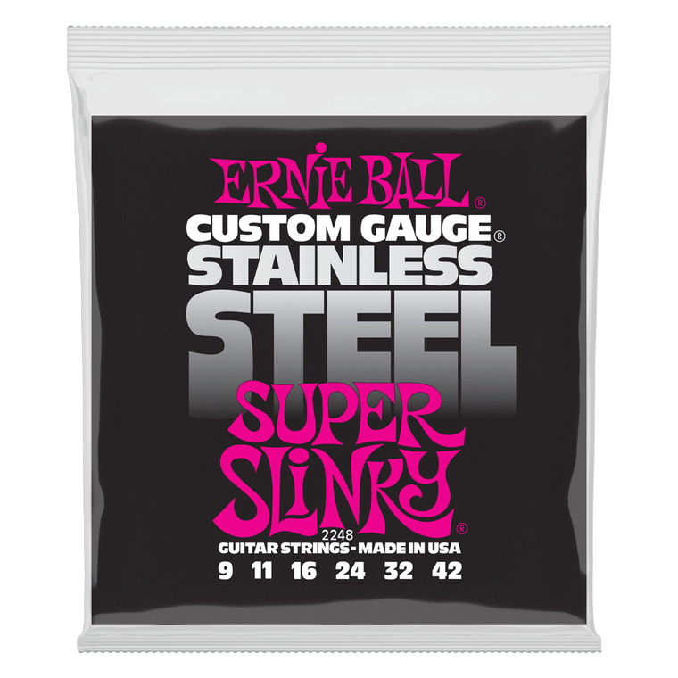 Ernie Ball Super Slinky Stainless Steel Wound Electric Guitar Strings - 9-42 Gauge - Industrie Music