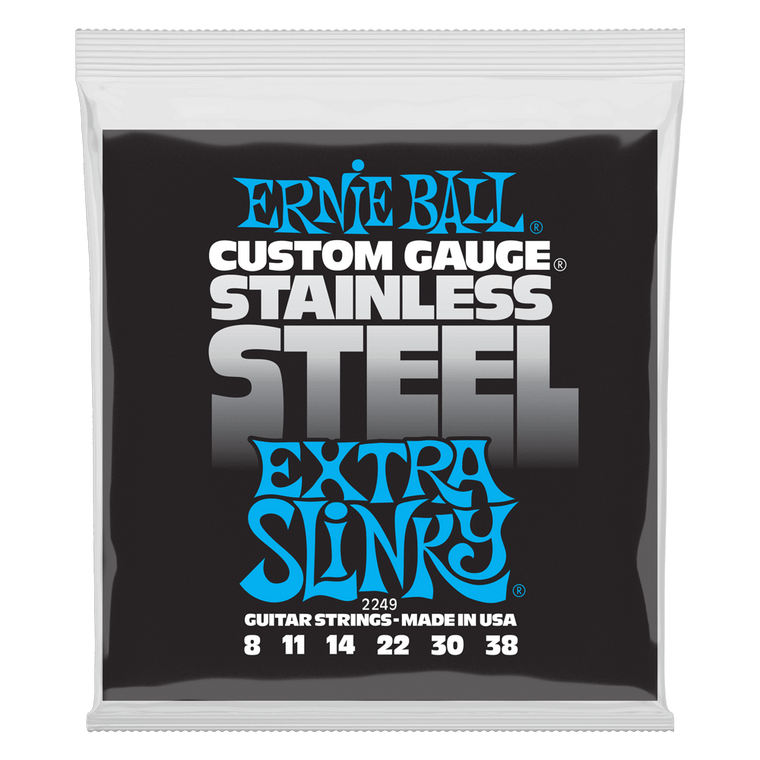 Ernie Ball Extra Slinky Stainless Steel Wound Electric Guitar String, 8-38 Gauge - Industrie Music