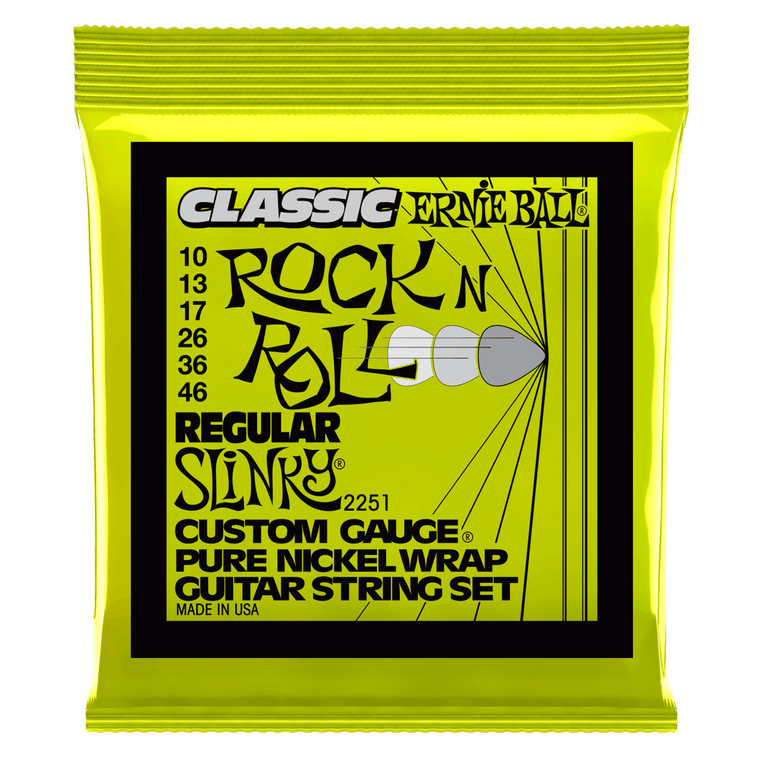 Ernie Ball Regular Slinky Classic Rock n Roll Pure Nickel Wrap Electric Guitar Strings, 10-46 Gauge - Industrie Music