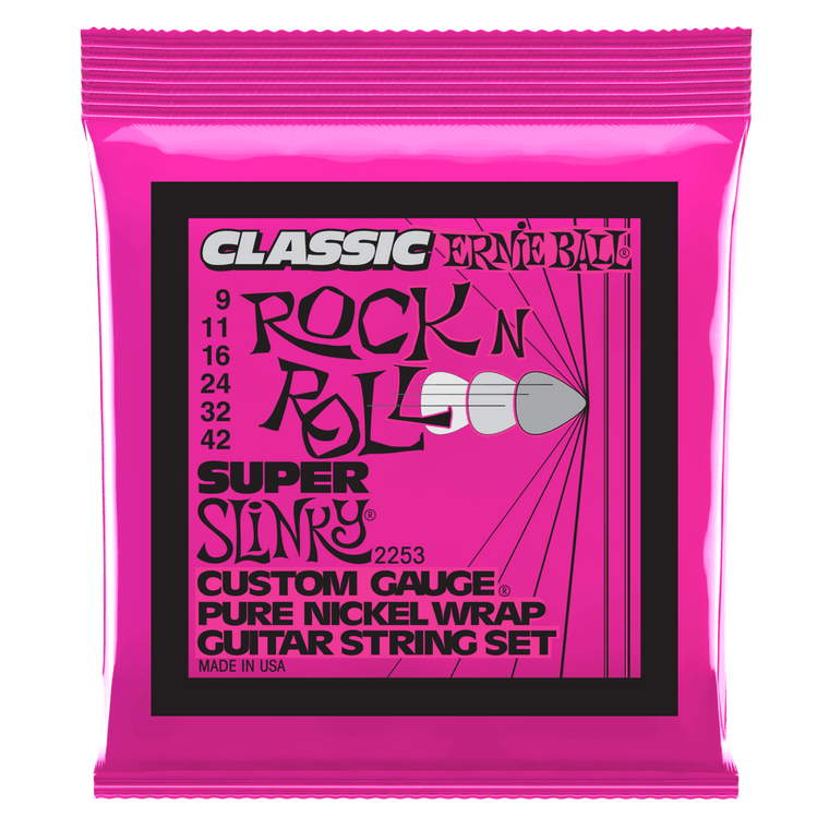 Ernie Ball Super Slinky Classic Rock n Roll Pure Nickel Wrap Electric Guitar Strings - 9-42 Gauge - Industrie Music