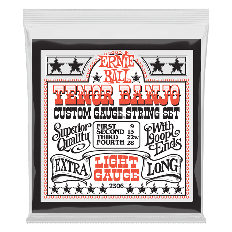 Ernie Ball Light Loop End Stainless Steel Tenor Banjo Guitar Strings, 9-28 Gauge - Industrie Music