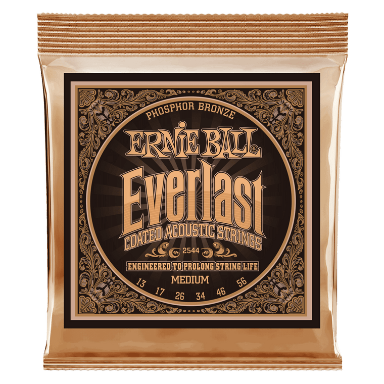 Ernie Ball Everlast Medium Coated Phosphor Bronze Acoustic Guitar String, 13-56 Gauge - Industrie Music