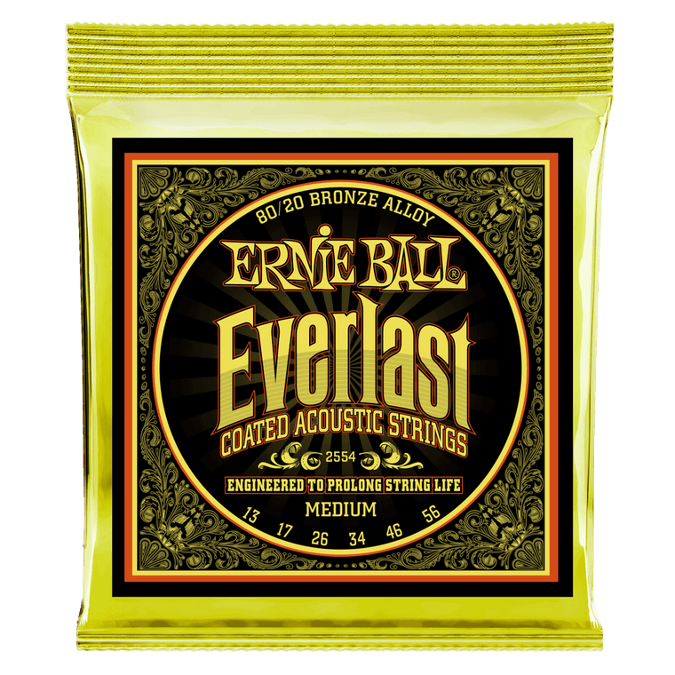 Ernie Ball Everlast Medium Coated 80/20 Bronze Acoustic Guitar String, 13-56 Gauge - Industrie Music