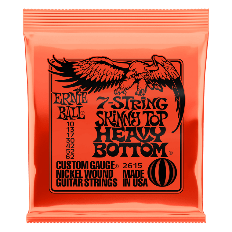 Ernie Ball Skinny Top Heavy Bottom Slinky 7-String Nickel Wound Electric Guitar Stings 10-62 Gauge - Industrie Music