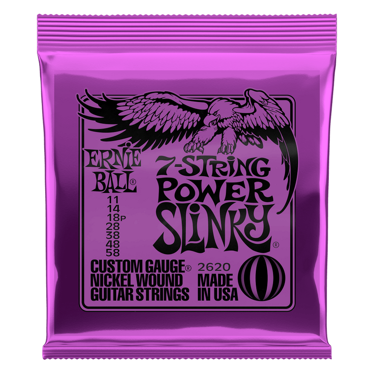 Ernie Ball Power Slinky 7-String Nickel Wound Electric Guitar Strings 11-58 Gauge - Industrie Music