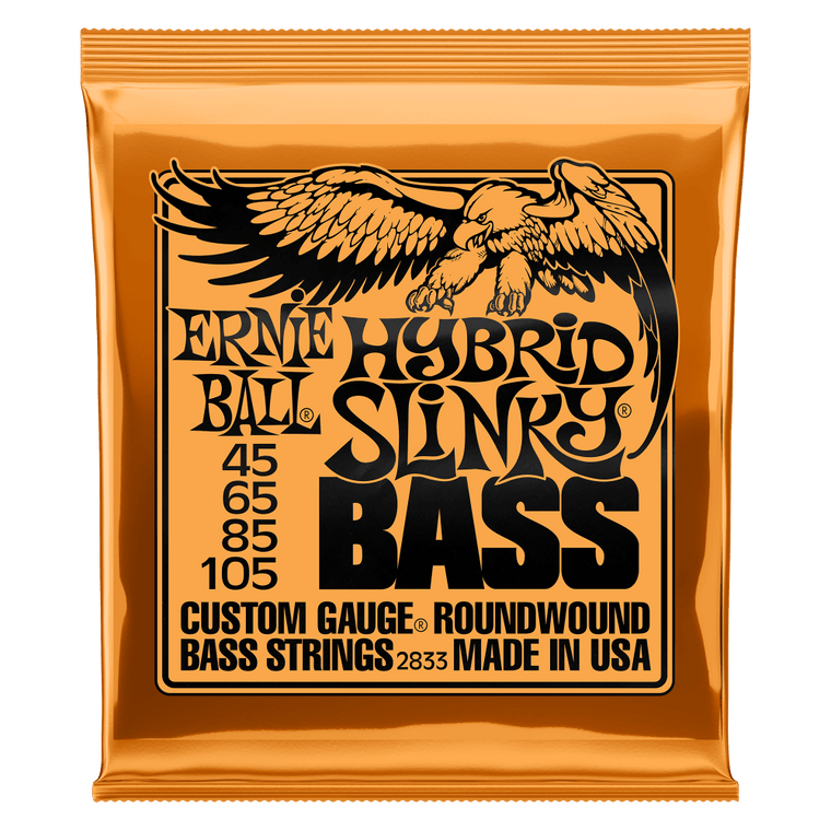Ernie Ball Hybrid Slinky Nickel Wound Electric Bass Strings, 45-105 Gauge - Industrie Music