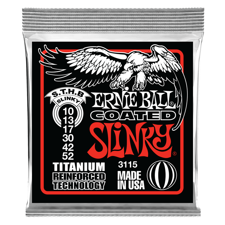 Ernie Ball Skinny Top/ Heavy Bottom Slinky Coated Titanium RPS Electric Guitar Strings, 10-52 Gauge - Industrie Music
