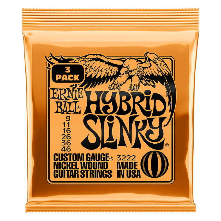 Ernie Ball Hybrid Slinky Nickel Wound Electric Guitar Strings 3 Pack, 9-46 Gauge - Industrie Music