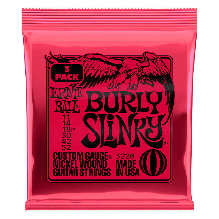 Ernie Ball Burly Slinky Nckl Wnd Elec Gtr Strings 3 Pk 11 52 - Industrie Music