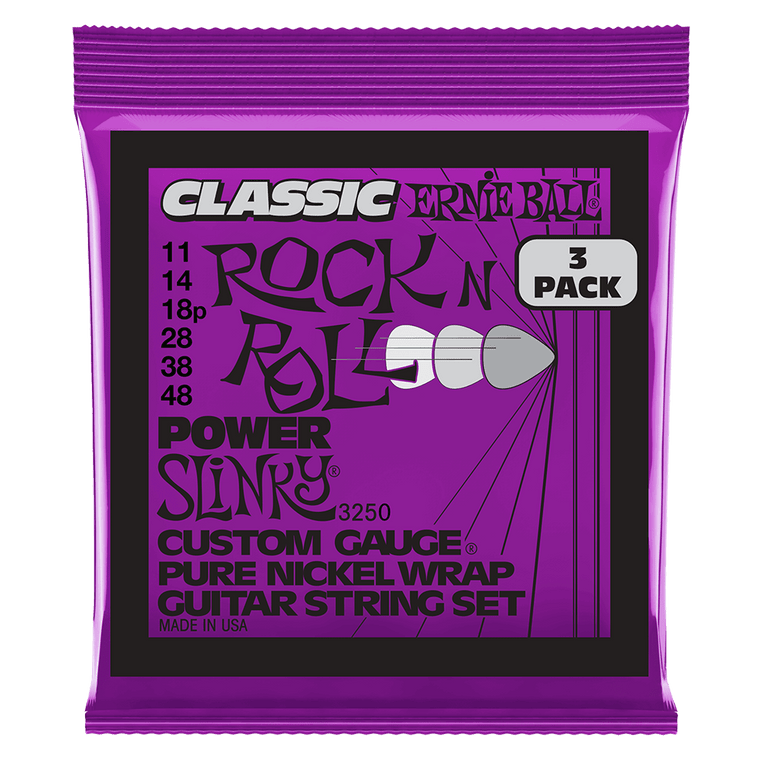 Ernie Ball Power Slinky Classic RnR Pure Nckl Elec Gtr Strings 3 Pk 11 48 - Industrie Music