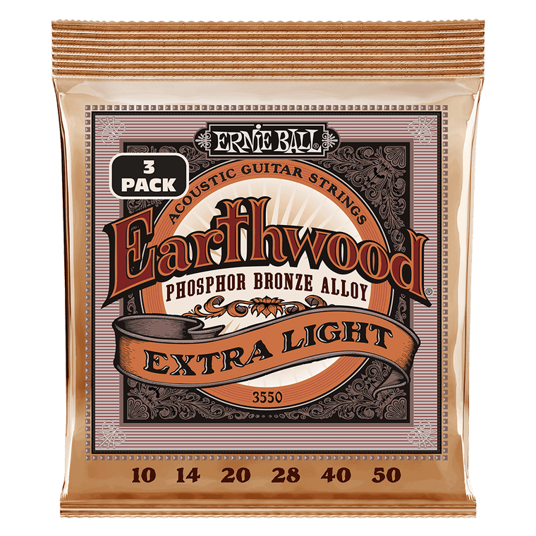 Ernie Ball Earthwood Extra Light Phos Brnz Ac Gtr Strings 3 Pk 10 50 - Industrie Music