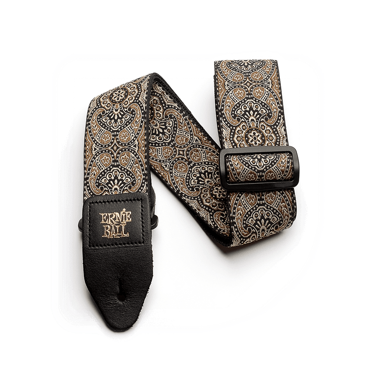 Ernie Ball Gold and Black Paisley Jacquard Strap - Industrie Music