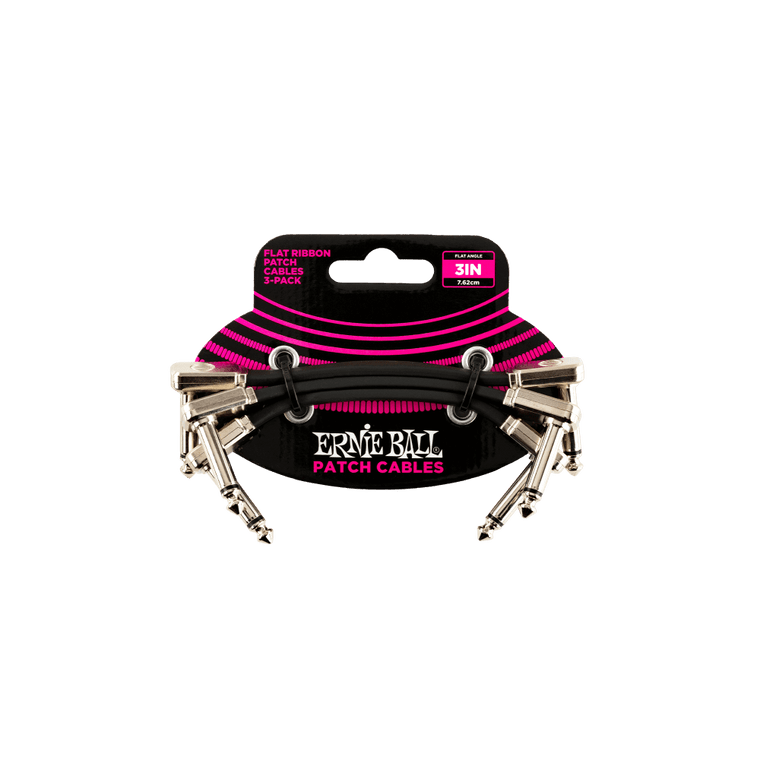 Ernie Ball 3” Flat Ribbon Patch Cable 3-Pack - Industrie Music