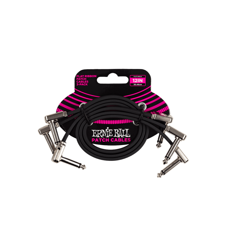 Ernie Ball 12” Flat Ribbon Patch Cable 3-Pack  - Industrie Music
