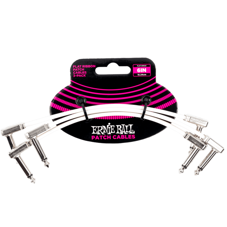 Ernie Ball 6” White Flat Ribbon Patch Cable 3-Pack - Industrie Music