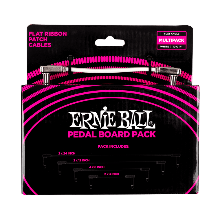 Ernie Ball White Flat Ribbon Patch Cables Pedalboard Multi-Pack - Industrie Music