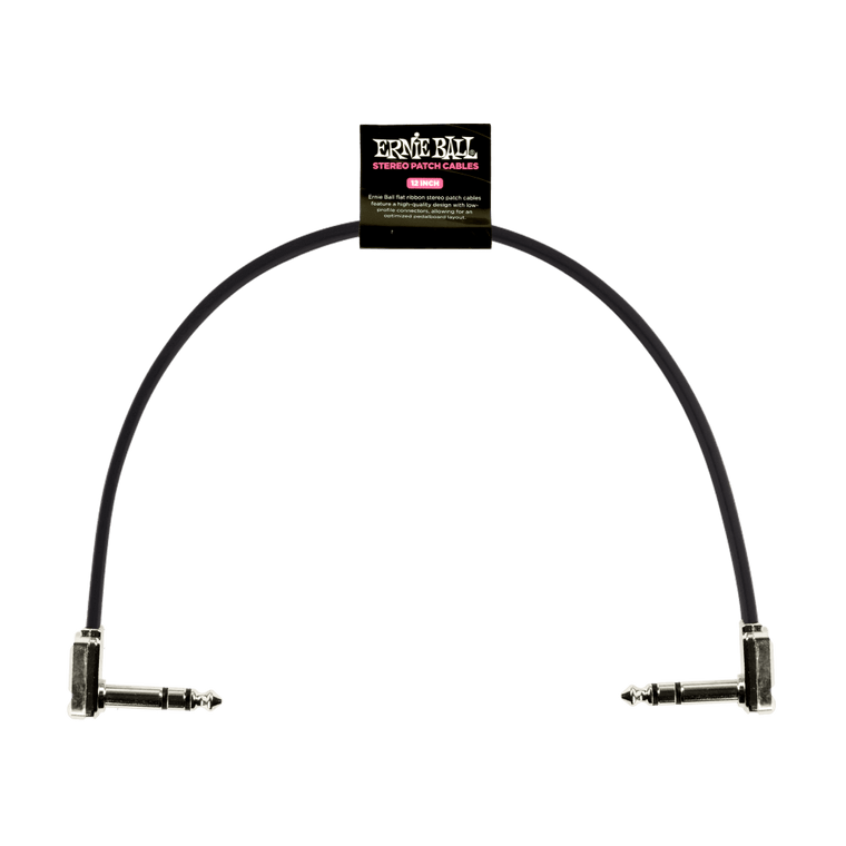 Ernie Ball 12" Flat Ribbon Stereo Patch Cable Black - Industrie Music