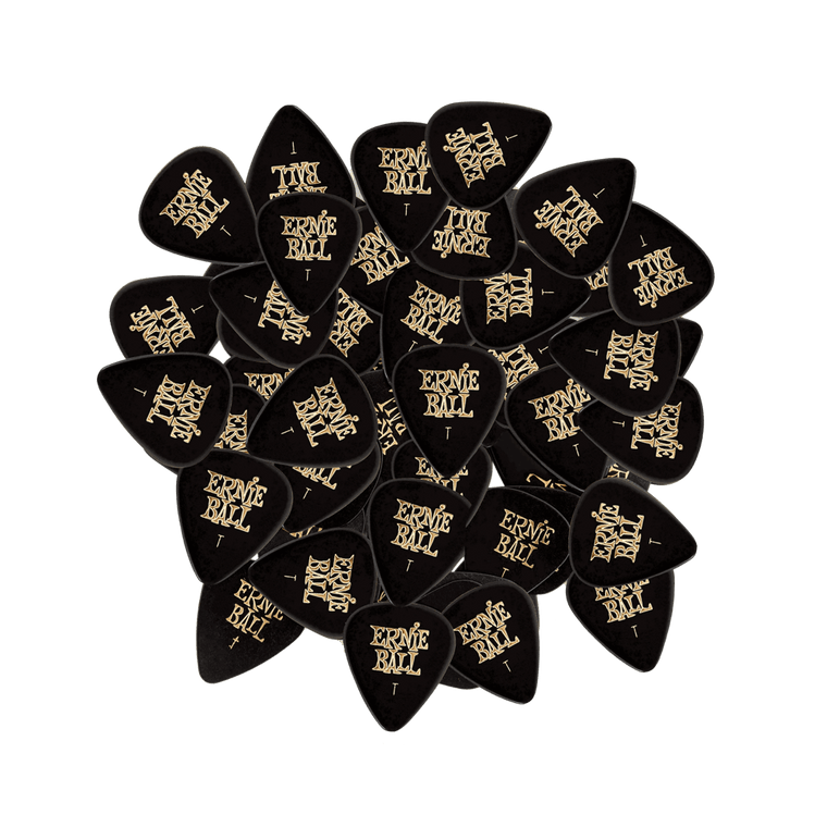 Ernie Ball Thin Black Cellulose Picks, bag of 144   - Industrie Music