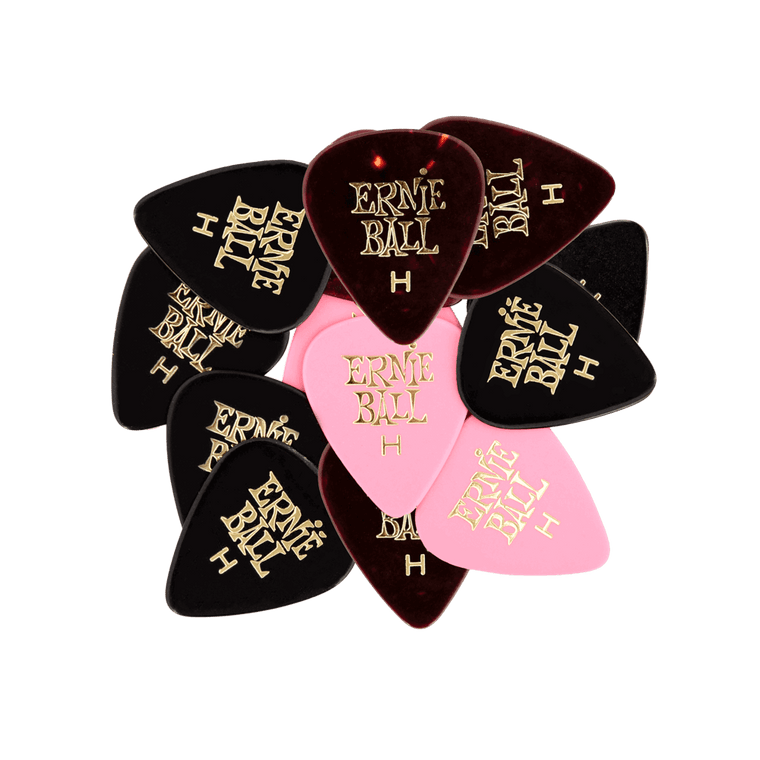 Ernie Ball 12-Piece Heavy Assorted Color Cellulose Guitar Picks Bag, 0.94mm Size - Industrie Music
