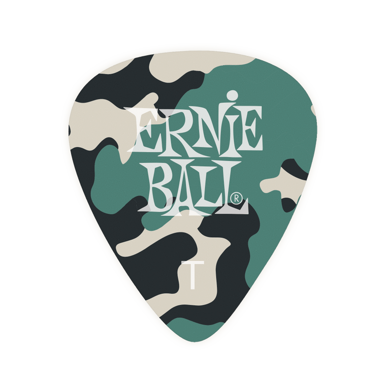 Ernie Ball Thin Camouflage Cellulose Picks 12 Piece Bag - Industrie Music