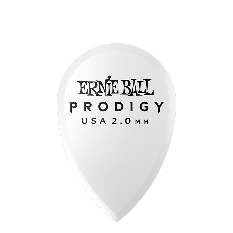 Ernie Ball 2.0 mm Teardrop Prodigy Picks 6 Pack, White - Industrie Music