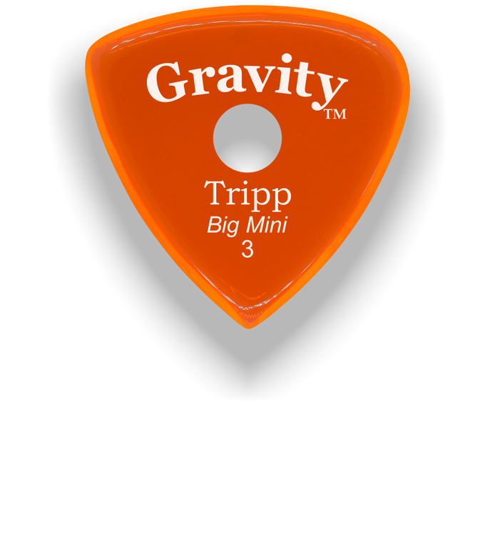 Gravity Picks Tripp Big Mini 3mm Master Finish Unpolished Round Grip Hole Orange