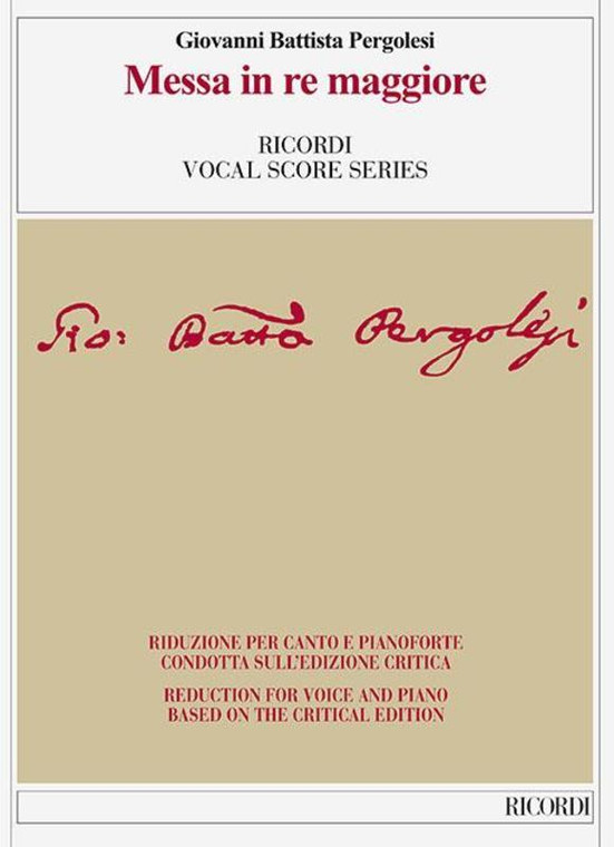 Pergolesi Mass In D Major Vocal Score Ita/Eng