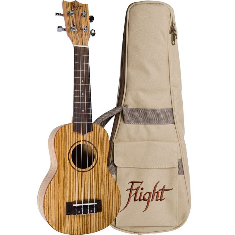 Flight Dus322 Soprano Ukulele Zebrawood With Bag