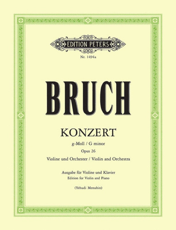 Bruch Concerto No 1 G Min Op 26 Violin/Piano Ed Menuhin