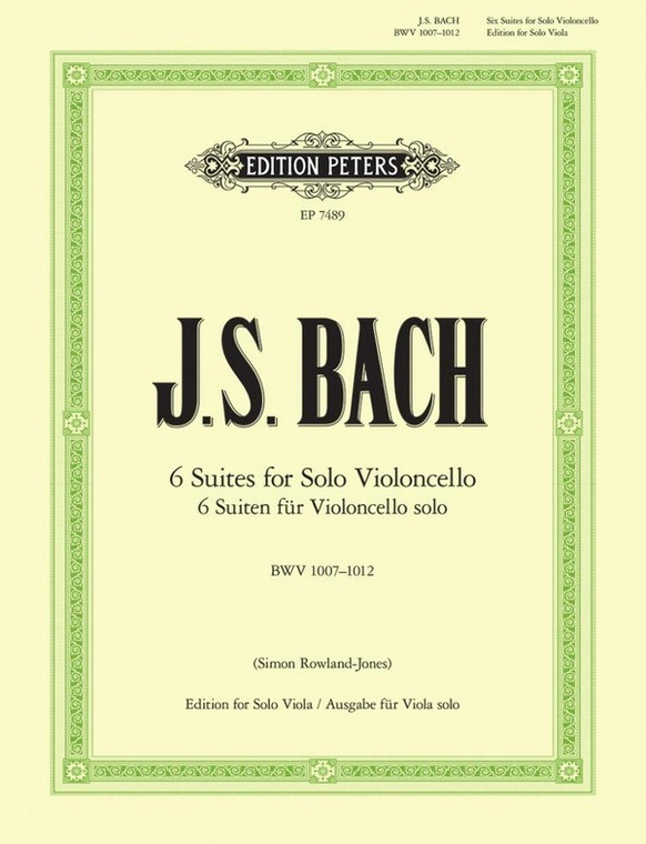 Bach 6 Cello Suites Arr For Viola