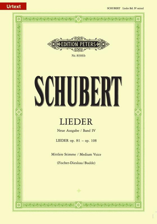 Schubert Songs Vol 4 Medium Voice