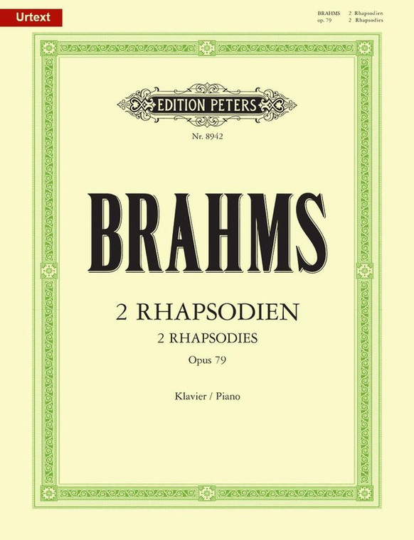 Brahms 2 Rhapsodies Op 79 Piano Ed Sauer