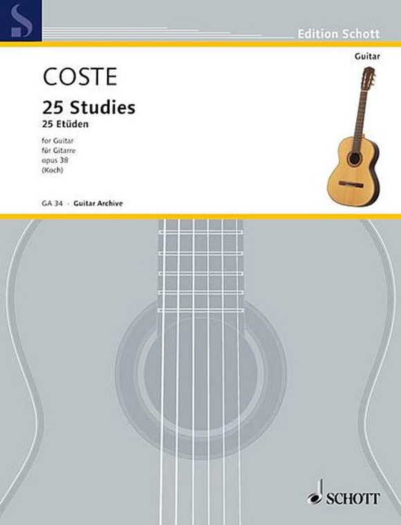 Coste 25 Studies Op 38 For Guitar