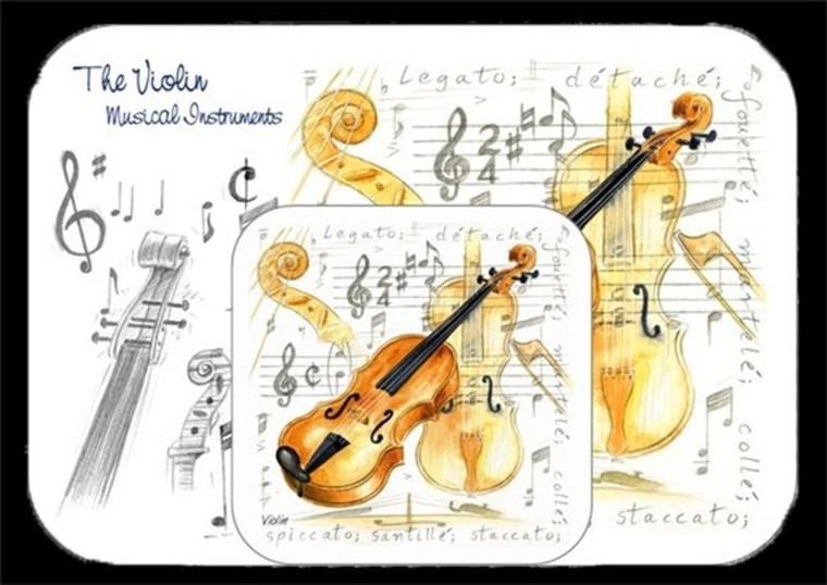 Placemat And Coaster Set Violin
