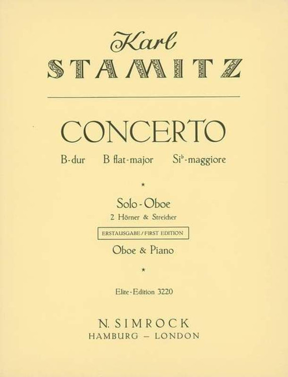 Stamitz Concerto B Flat Major For Oboe/Piano