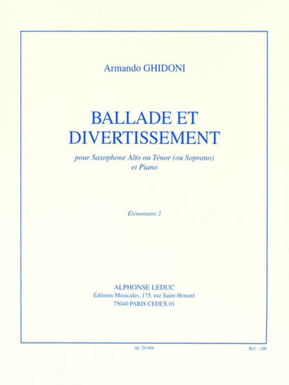 Ghidoni Ballade And Divertissement Alto Sax/Piano