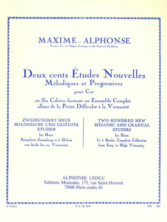 Alphonse 200 Etudes For Horn Vol 6