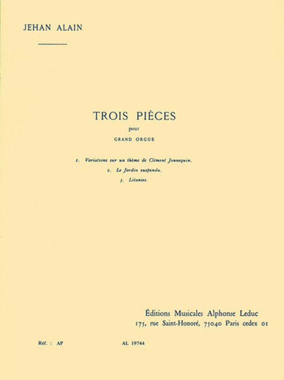Alain Trois Pieces For Organ