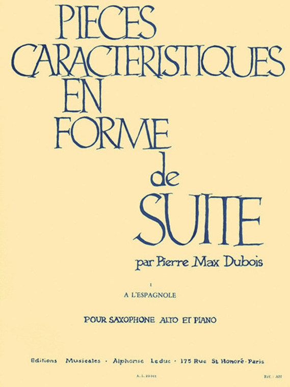 Dubois A L'espagnole Op 77 No 1 Alto Sax/Piano
