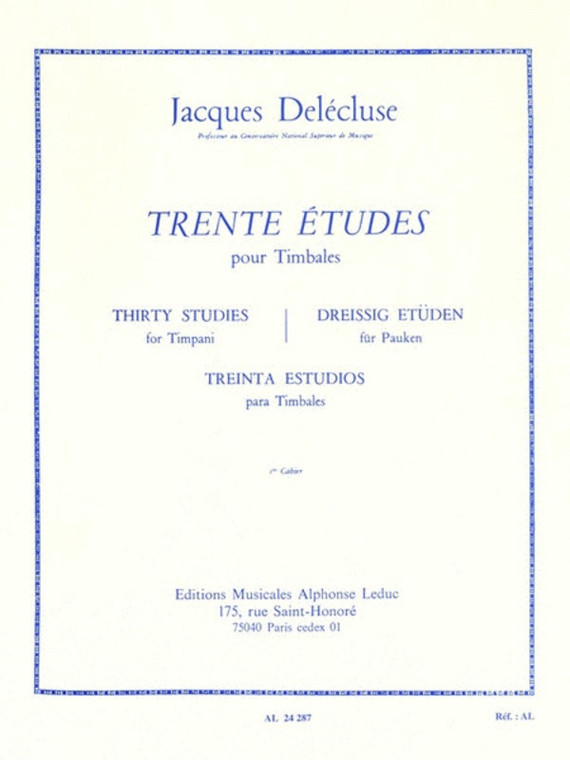 Delecluse 30 Studies For Timpani Vol 1