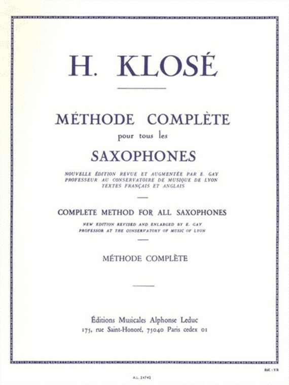 Klose Complete Method For Saxophone
